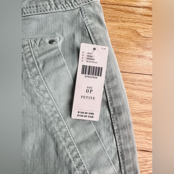 NWT By Anthropologie Utility Barrel Leg Pants Light Blue 0 Petite - Picture 4 of 7